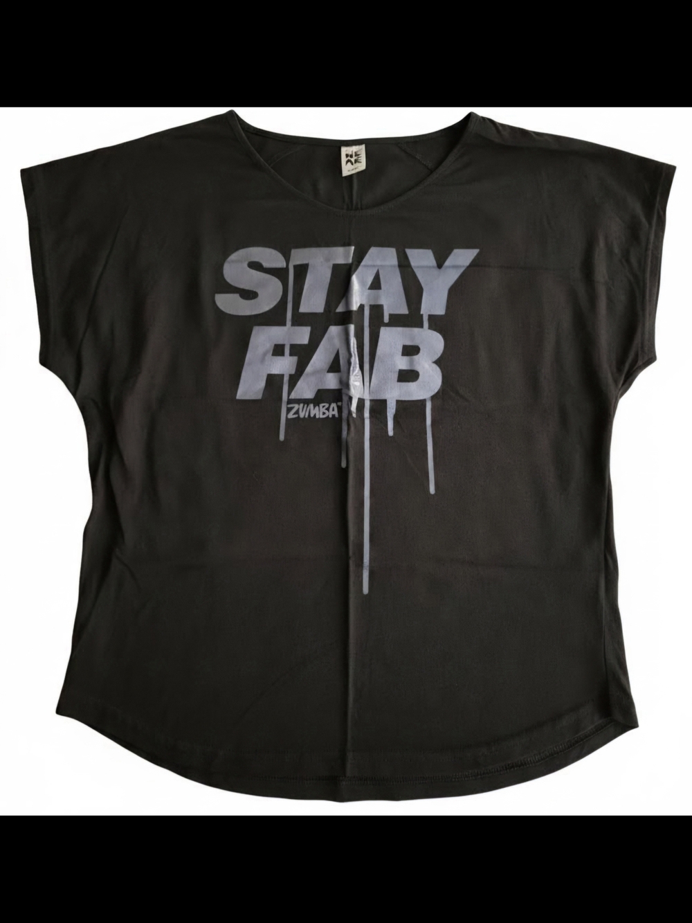 Zumba Fitness Black Short-Sleeve Tee with Gray 'STAY FAB' Print Size XS